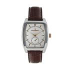 Peugeot Silver Tone Leather Watch - 2027 - Men, Brown