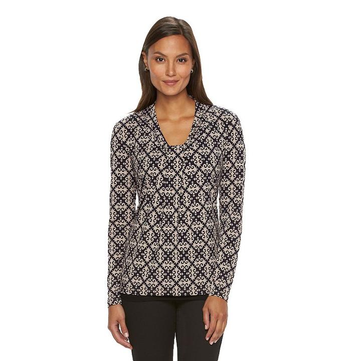 Women's Dana Buchman Knot-front Top, Size: Medium, Med Beige