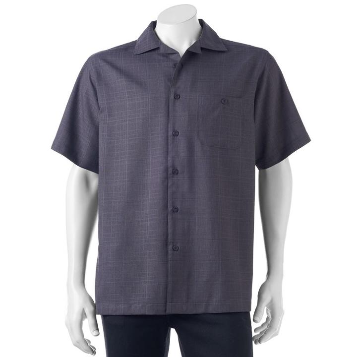 Men's Haggar Classic-fit Microfiber Easy-care Button-down Shirt, Size: Large, Grey Other