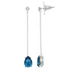 Brilliance Silver Tone Swarovski Crystal Drop Earrings, Women's, Blue