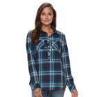 Women's Croft & Barrow&reg; Plaid Flannel Shirt, Size: Small, Purple