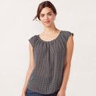 Women's Lc Lauren Conrad Love, Lauren Pleated Top, Size: Medium, Dark Blue