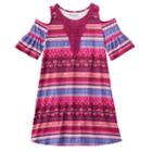 Girls 7-16 Mudd&reg; Patterned Cold Shoulder Dress, Size: 16, Med Pink