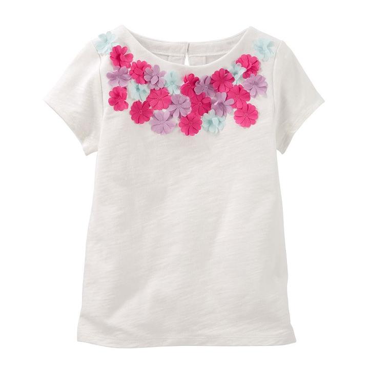 Girls 4-8 Oshkosh B'gosh&reg; Floral Embellished Tee, Girl's, Size: 8, White