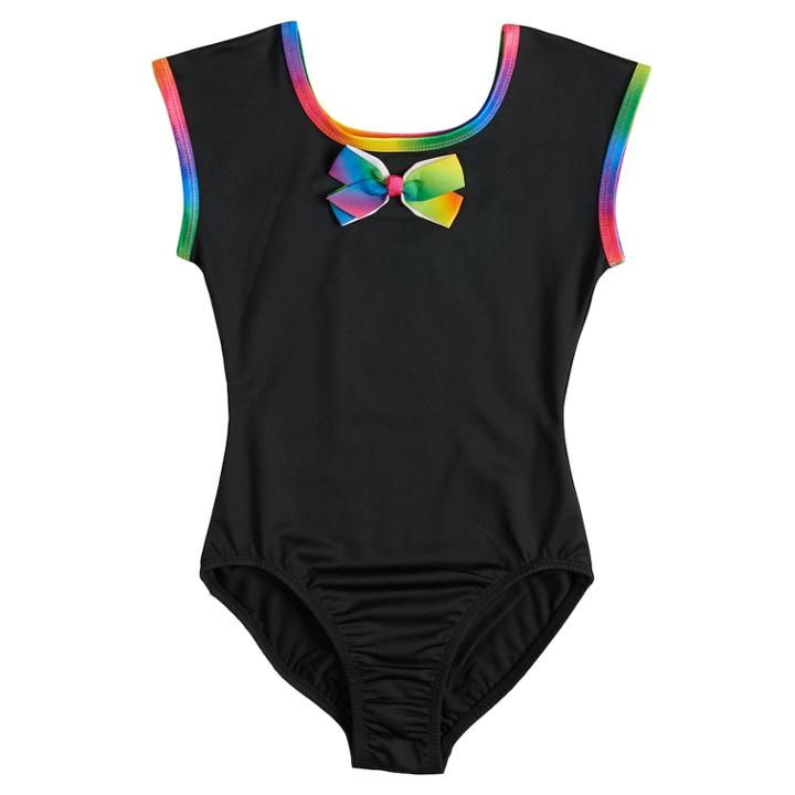 Girls 4-14 Jacques Moret Jojo Siwa Rainbow Bow Leotard, Size: Xs, Black