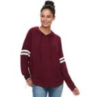 Juniors' Pink Republic Varsity Striped Hoodie, Teens, Size: Large, Red Overfl