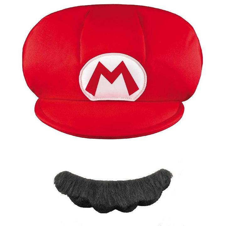 Youth Super Mario Brothers Mario Hat & Mustache Costume Accessories Set, Boy's, Red
