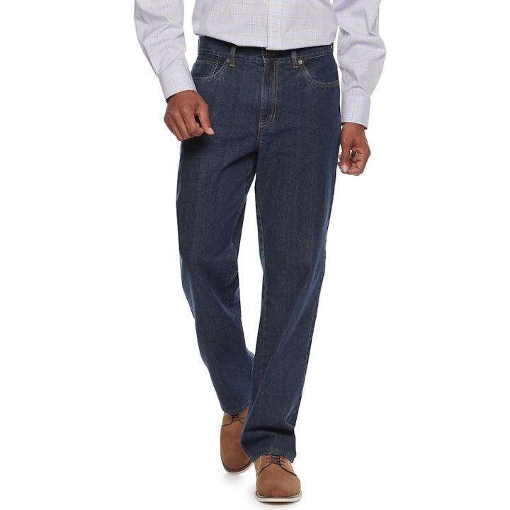 Men's Croft & Barrow&reg; Classic-fit Flannel-lined Jeans, Size: 38x29, Dark Blue