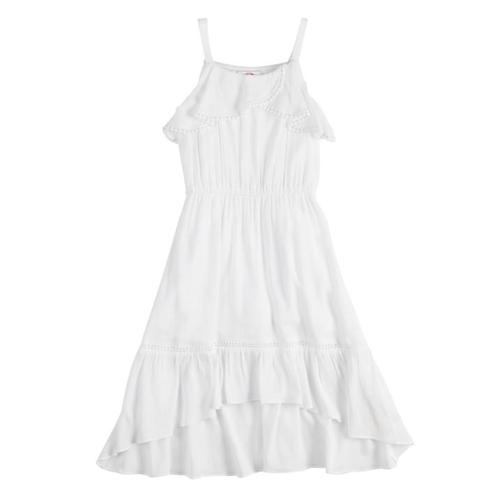 Disney Princess Girls 7-16 Solid High-low Ruffled Maxi Dress, Size: Large, White