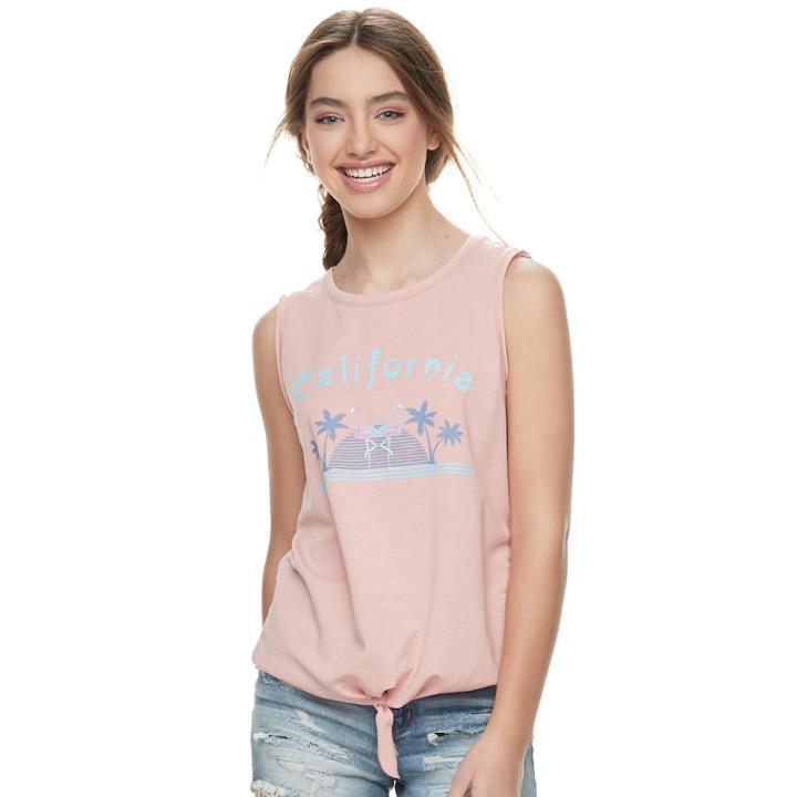 Juniors' Grayson Threads California Tie-front Tank, Teens, Size: Medium, Dark Pink
