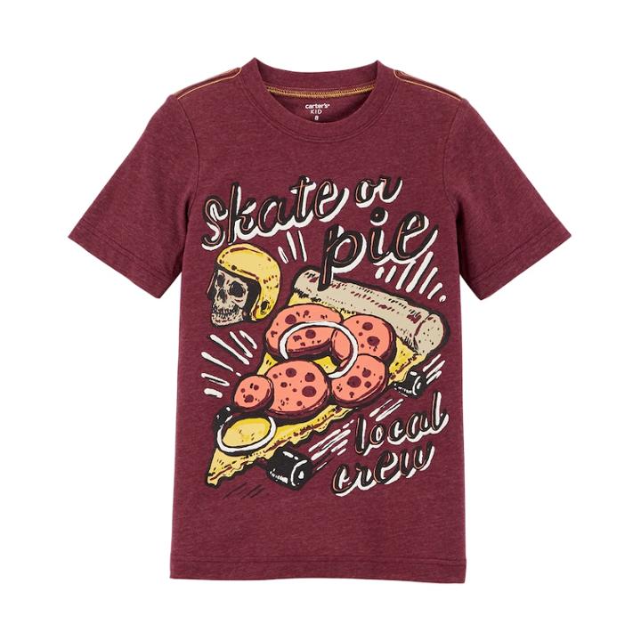 Boys 4-12 Carter's Skate Or Pie Local Crew Skull & Pizza Graphic Tee, Size: 6, Red