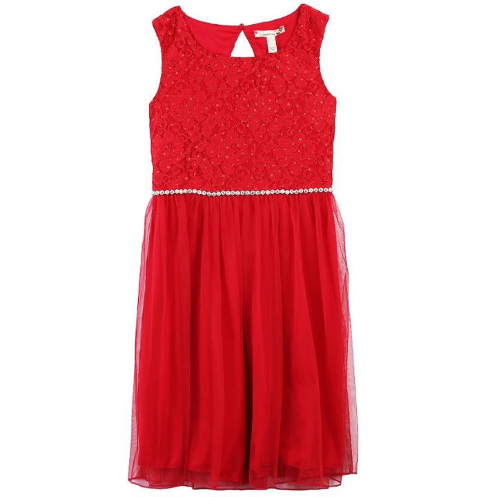 Girls 7-16 & Plus Size Speechless Glitter Lace Dress, Size: 14, Dark Red