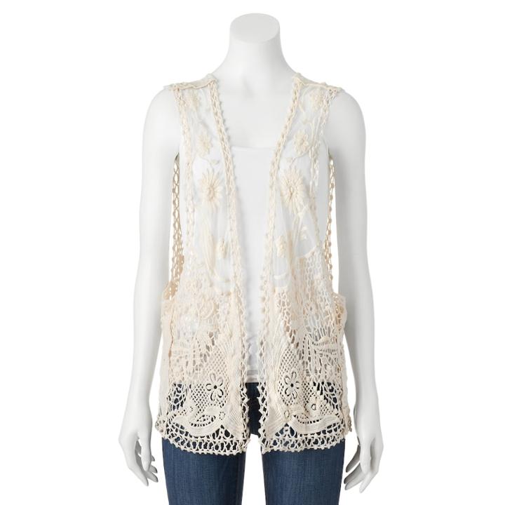 Manhattan Accessories Co. Crochet Vest, Women's, Lt Beige