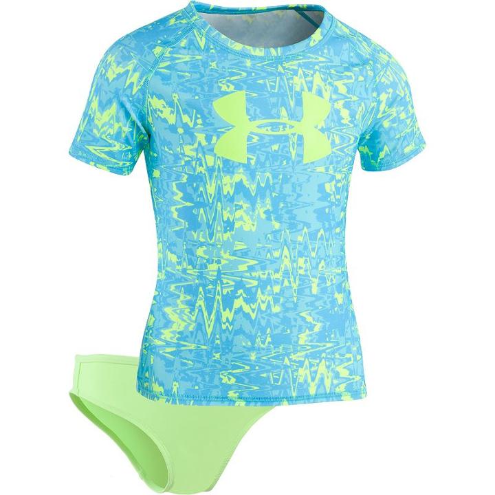 Girls 7-16 Under Armour Pop Logo Rashguard & Bottoms Swimsuit Set, Girl's, Size: 12, Blue