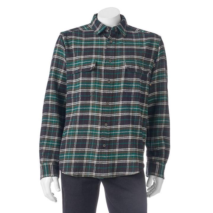 Men's Woolrich Tall Pine Classic-fit Heavyweight Flannel Button-down Shirt, Size: Xxl, Turquoise/blue (turq/aqua)