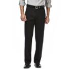 Men's Haggar Premium No Iron Khaki Stretch Straight-fit Flat-front Pants, Size: 38x30, Black