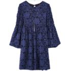Girls 7-16 Speechless Bell Sleeve Lace Babydoll Dress With Necklace, Size: 16, Dark Blue