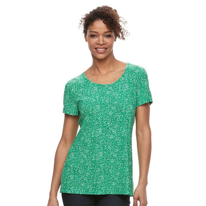 Women's Croft & Barrow&reg; Scoopneck Jacquard Top, Size: Small, Med Green