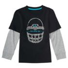 Boys 4-7x Adidas Three Stripe Life Mock-layered Football Helmet Graphic Tee, Size: 6, Black
