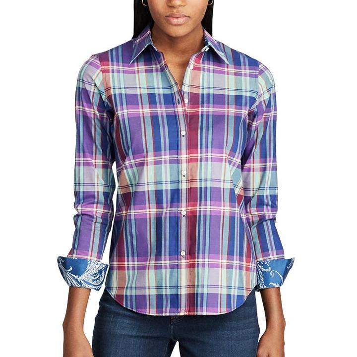 Petite Chaps No Iron Shirt, Women's, Size: Xl Petite, Purple Oth