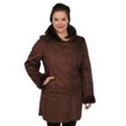 Women's Excelled Hooded Faux-shearling Jacket, Size: Large, Brown