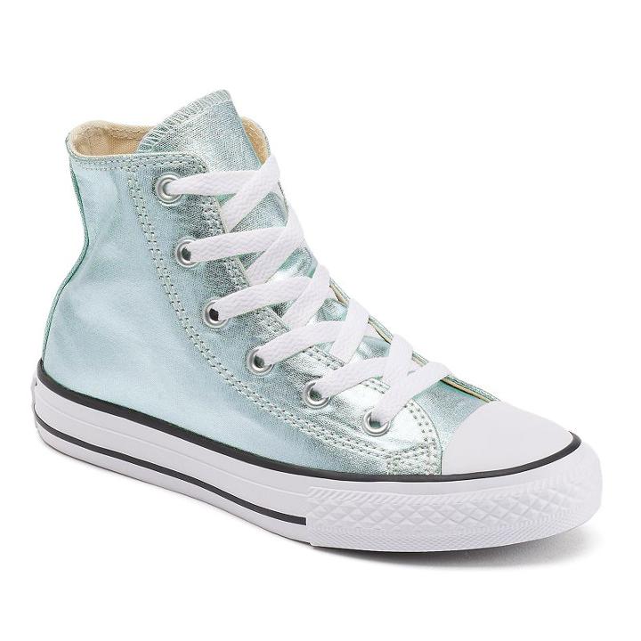 Kid's Converse Chuck Taylor All Star Metallic High-top Sneakers, Size: 13, Lt Green