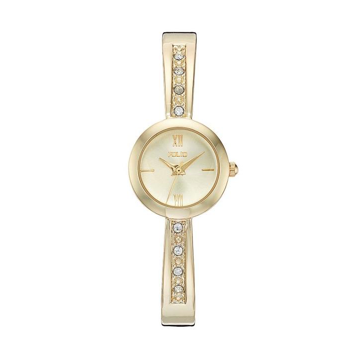 Folio Women's Crystal Cuff Watch, Yellow