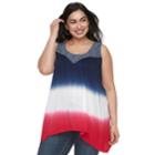 Plus Size World Unity Patriotic Crochet Tank, Women's, Size: 0x, Turquoise/blue (turq/aqua)