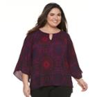 Plus Size Dana Buchman Kimono Sleeve Top, Women's, Size: 2xl, Red