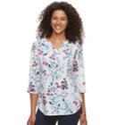 Women's Croft & Barrow&reg; Smocked Printed Top, Size: Medium, White
