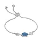 Brilliance Silver-plated Glitter Disc Lariat Bracelet With Swarovski Crystals, Women's, Blue