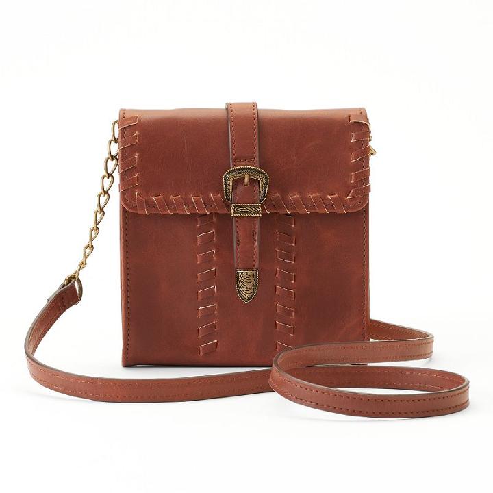 Mudd&reg; Whipstitch Buckle Crossbody Bag, Women's, Med Brown