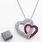 Silver Plated Crystal Heart Pendant, Women's, Multicolor