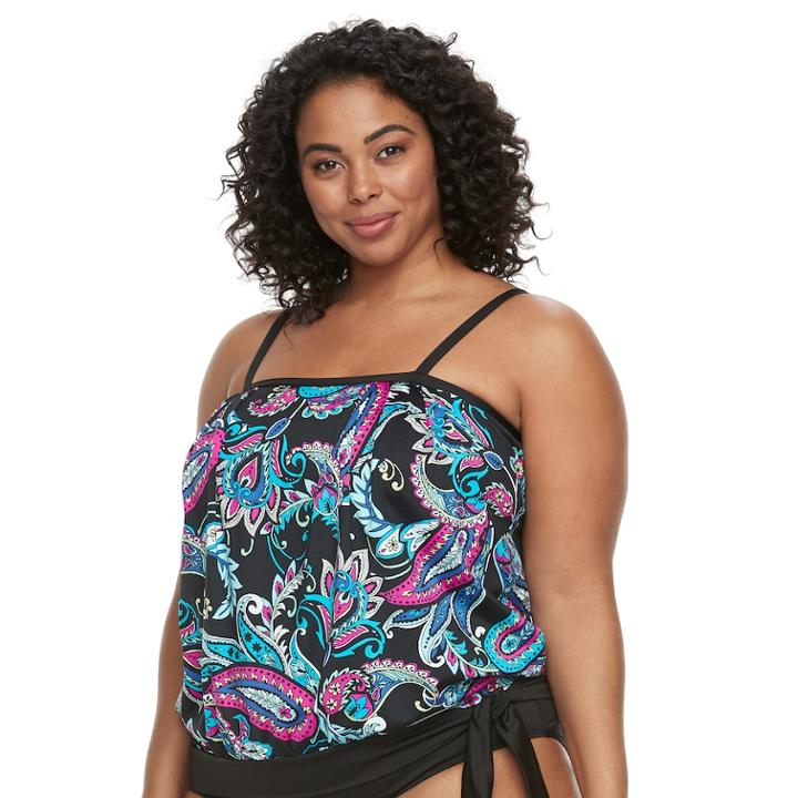 Plus Size Apt. 9&reg; Banded Paisley Tankini Top, Women's, Size: 1xl, Veranda