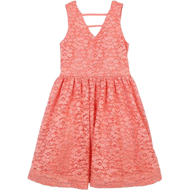 Girls 7-16 Speechless Floral Lace Sleeveless Dress, Size: 16, Med Orange