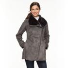 Women's Weathercast Asymmetrical Faux-shearling Jacket, Size: Small, Grey Other