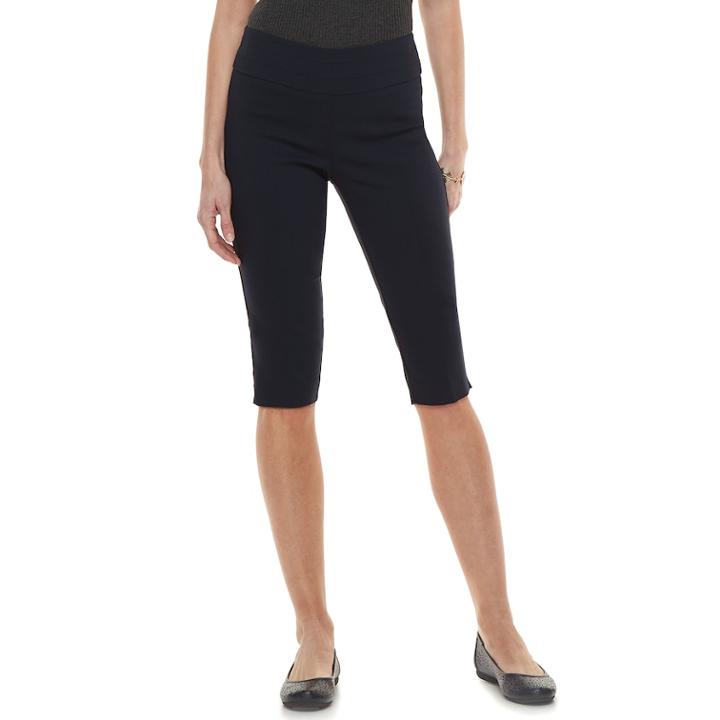 Women's Dana Buchman 14-in. Pull-on Skimmer Capris, Size: Medium, Blue (navy)