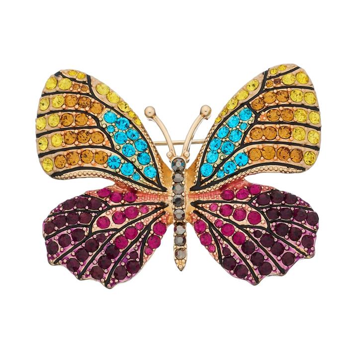 Napier Glass Butterfly Pin, Women's, Multicolor