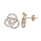 Crystal 14k Gold Over Silver Love Knot Stud Earrings, Women's, White