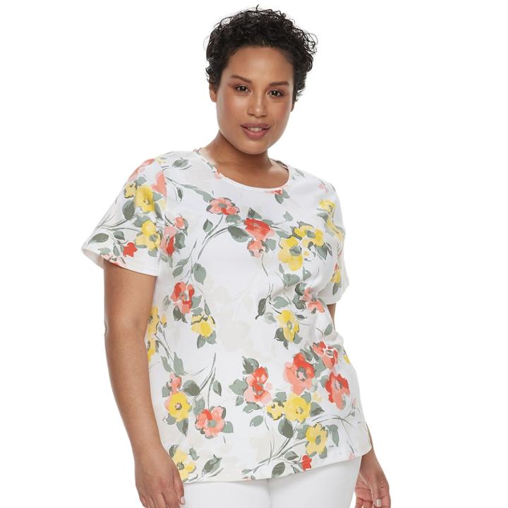 Plus Size Croft & Barrow&reg; Essential Crewneck Tee, Women's, Size: 0x, Natural