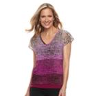 Women's Dana Buchman Print Layered Hem Top, Size: Xl, Dark Pink