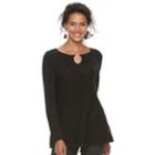Petite Dana Buchman Ribbed Tunic Sweater, Women's, Size: Xl, Black