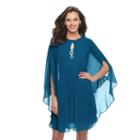 Women's Expo Chiffon Cape Shift Dress, Size: 10, Blue (navy)