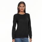Women's Apt. 9&reg; Cashmere Crewneck Sweater, Size: Medium, Black