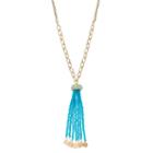 Mudd&reg; Long Blue Seed Bead Tassel Necklace, Women's, Turq/aqua