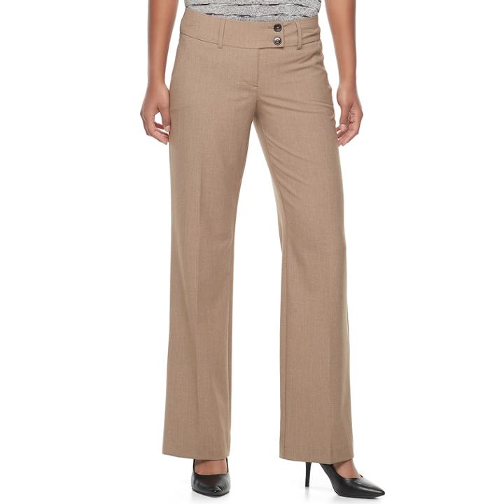 Women's Apt. 9&reg; Modern Fit Wide-leg Dress Pants, Size: 16, Beig/green (beig/khaki)