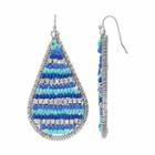 Blue & Aqua Seed Bead Nickel Free Teardrop Earrings, Women's