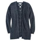 Girls Plus Size Cloud Chaser Lace-up Back Cardigan Sweater, Size: L Plus, Med Blue