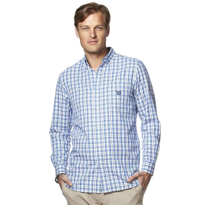 Big & Tall Chaps Classic-fit Plaid Button-down Shirt, Men's, Size: Xl Tall, White