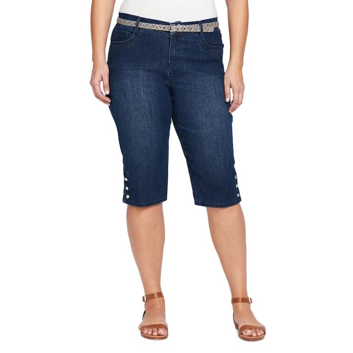 Plus Size Gloria Vanderbilt Sasha Skimmer Capris, Women's, Size: 22 W, Brt Blue